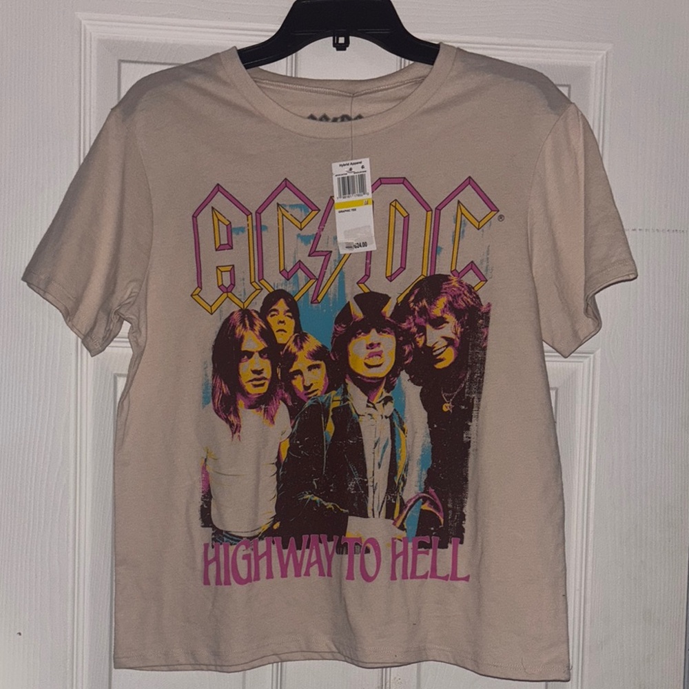 AC/DC Graphic Tee in Beige